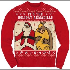 Friends Armadillo Adult Christmas Crew Sweater